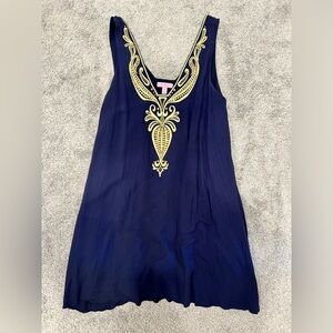 Lilly Pulitzer navy blue and gold dress size medium worn once